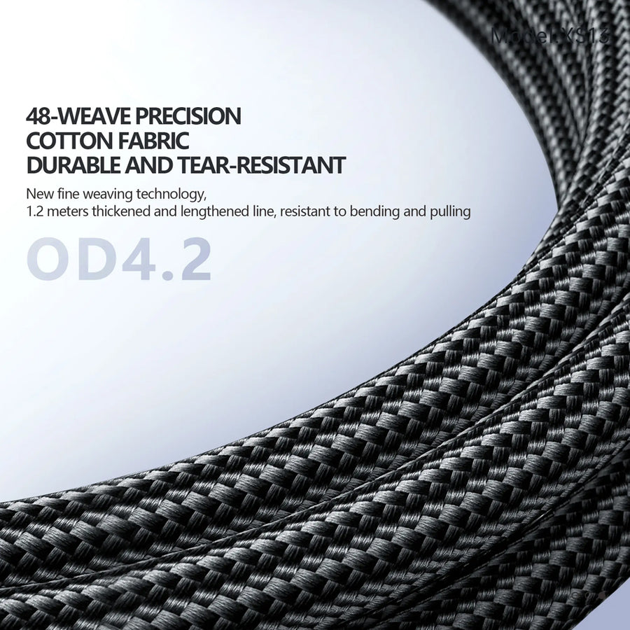 FONENG XS13 1.2m RGB Light Braided Fast Charging Cable 60W / PD27W