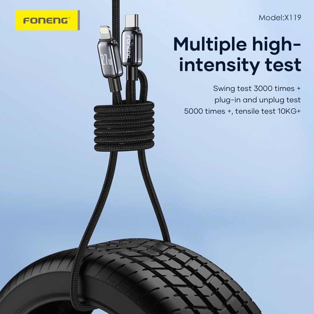 FONENG X119 1m Zinc Alloy Braided Fast Charging Cable 100W / 60W / PD27W