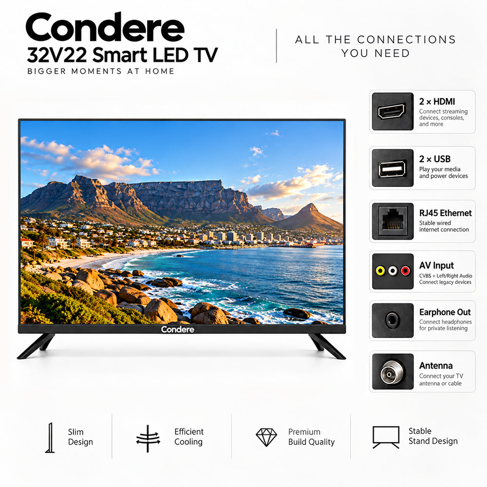 Condere 32-Inch HD Ready Bezel-Less Smart LED TV