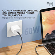 FONENG X112 1m Metal Head Braided Fast Charging Cable 60W / PD27W