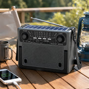 Solar Rechargeable Bluetooth Radio Speaker with LED Bulbs & USB Player