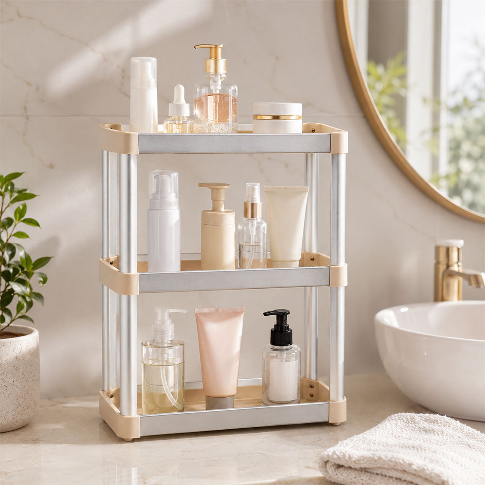 iStar Aluminium 3-Tier Rectangle Bathroom Storage Rack