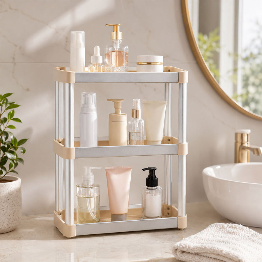 iStar Aluminium 3-Tier Rectangle Bathroom Storage Rack