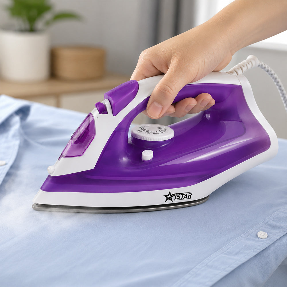 iStar 2000W Steam Iron with Non-Stick Soleplate - Purple & White