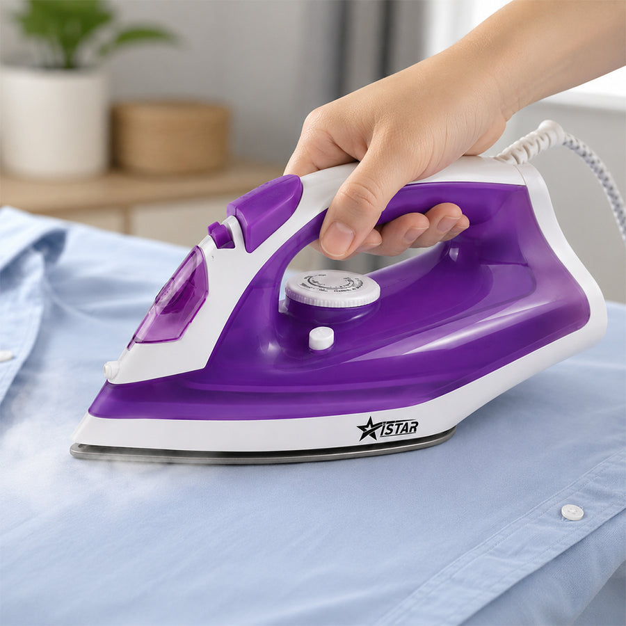 iStar 2000W Steam Iron with Non-Stick Soleplate - Purple & White