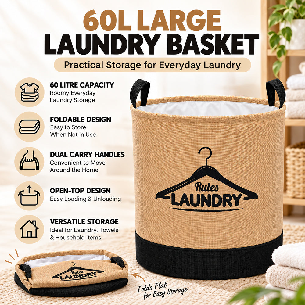 iStar Foldable Laundry Basket with Carry Handles