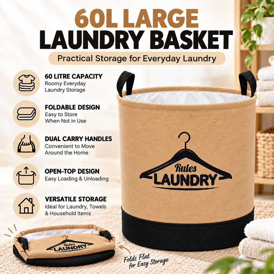 iStar Foldable Laundry Basket with Carry Handles