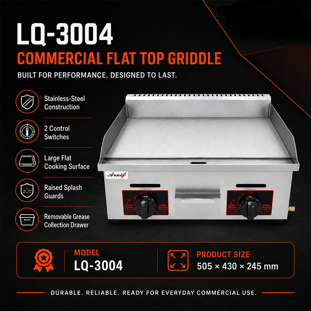 Aruif Commercial Flat Top Gas Griddle with Dual Controls
