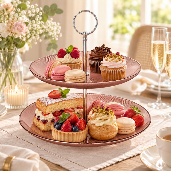 Double-Tier Glass Cake Stand - 27.9cm