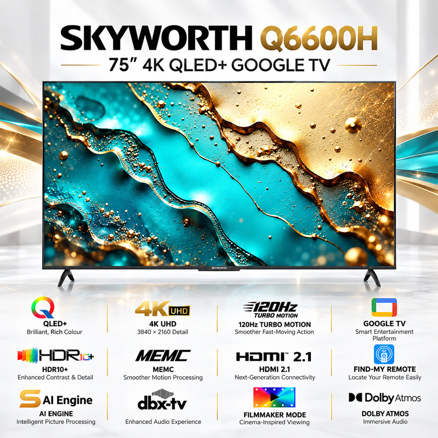 Skyworth 4K QLED Google Smart TV with 120Hz - 75 Inch