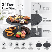 2-Tier Black Stoneware Cake & Dessert Stand - 25cm