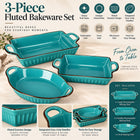 3-Piece Turquoise Ceramic Casserole Bakeware Set