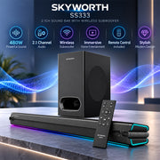 Skyworth 480W 2.1CH Bluetooth Soundbar with Wireless Subwoofer