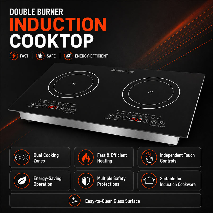 Condere Double Burner Induction Cooktop with Touch Controls