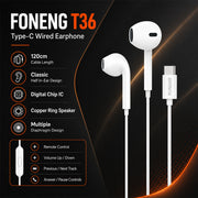 FONENG T36 Type-C Half In-Ear Wired Earphones