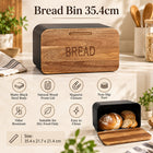 Stainless Steel Bread Bin with Wooden Lid 35.4cm