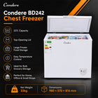 Condere 227L Chest Freezer with Top-Opening Lid - White
