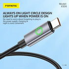 FONENG XS08 1.2m Green Light Braided Fast Charging Cable 60W / 27W