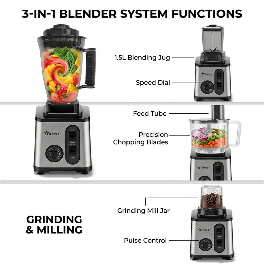 3-in-1 Multifunctional Kitchen Blender & Juicer – 350W Pure Copper Motor