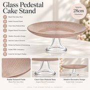 Smoky Rose Glass Pedestal Cake Stand - 28cm