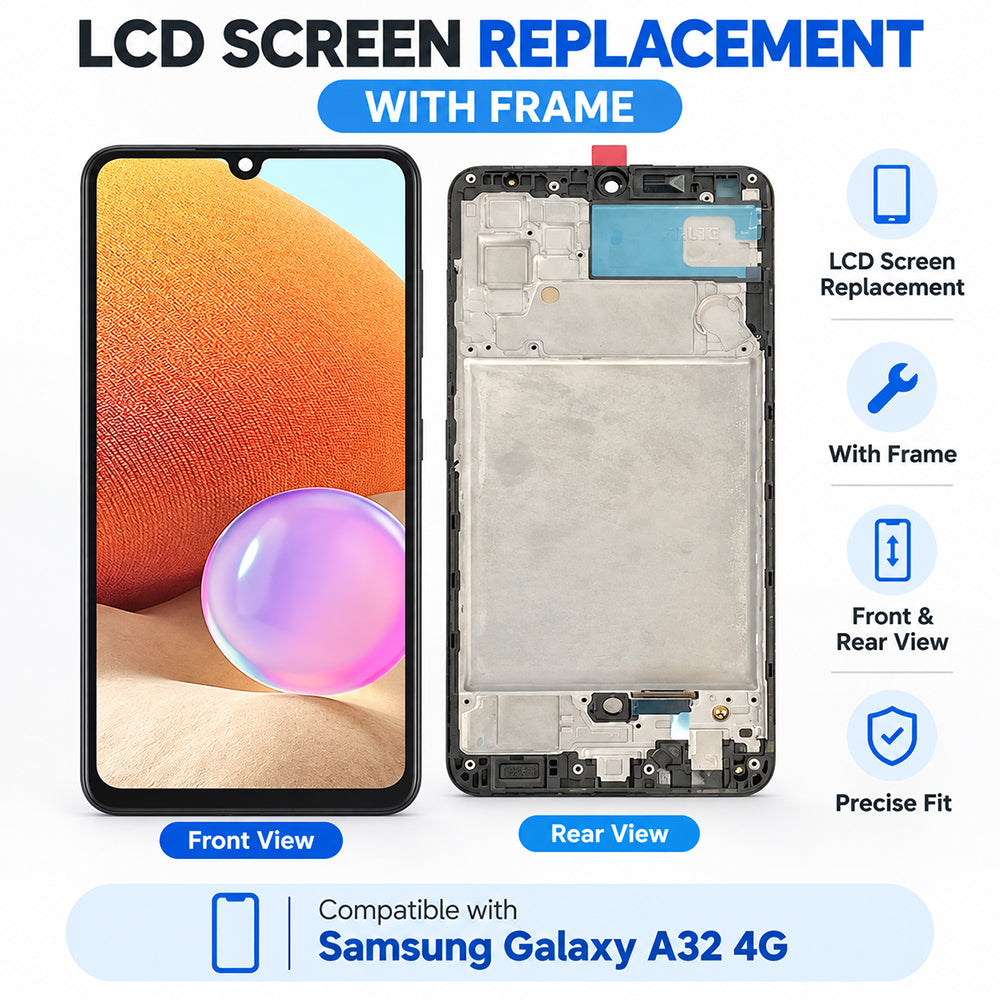 Replacement Screen with Frame for Samsung Galaxy A32 4G