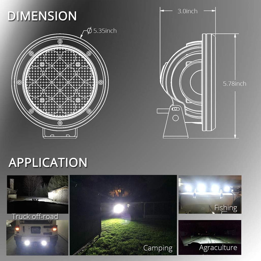 iStar 5″ Round LED Off‑Road Flood Light – 51 W / 5100 LM - Set Of 2