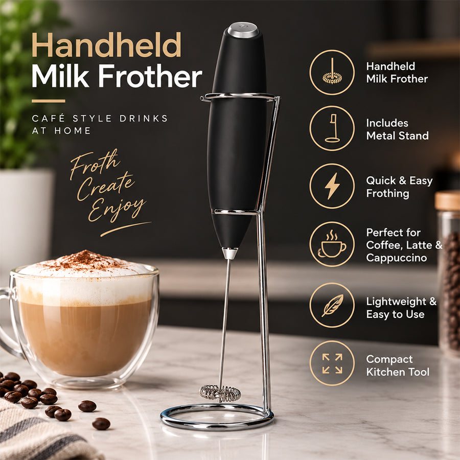 Handheld Milk Frother with Stand