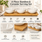 4-Piece Bamboo Tray & Ceramic Serving Bowl Set