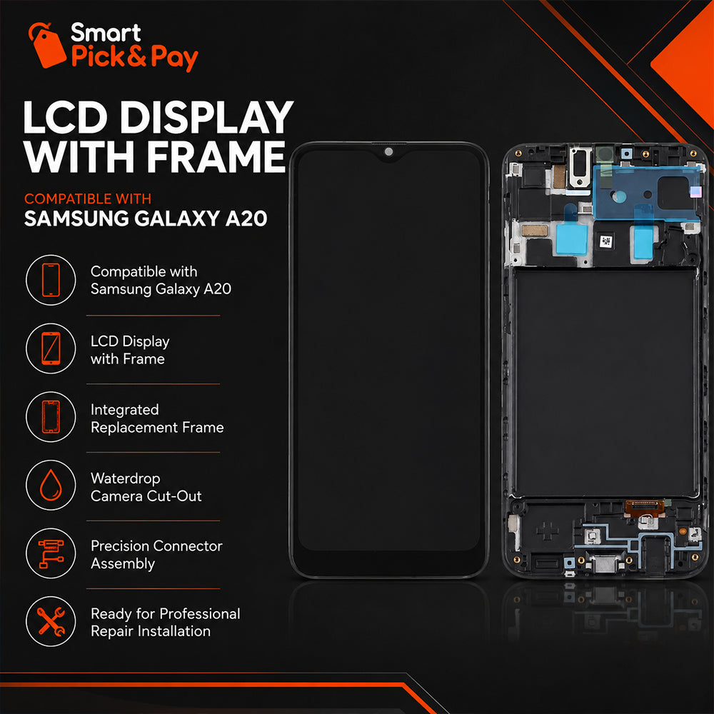 Standard LCD Screen with Frame for Samsung Galaxy A20