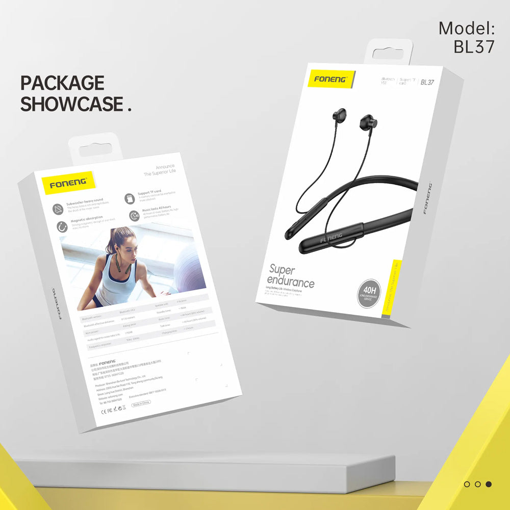 FONENG BL37 Digital Display Neckband Bluetooth Earphones