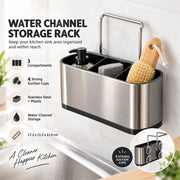 3-Compartment Cleaning Storage Rack with Suction Cups - 17.2cm