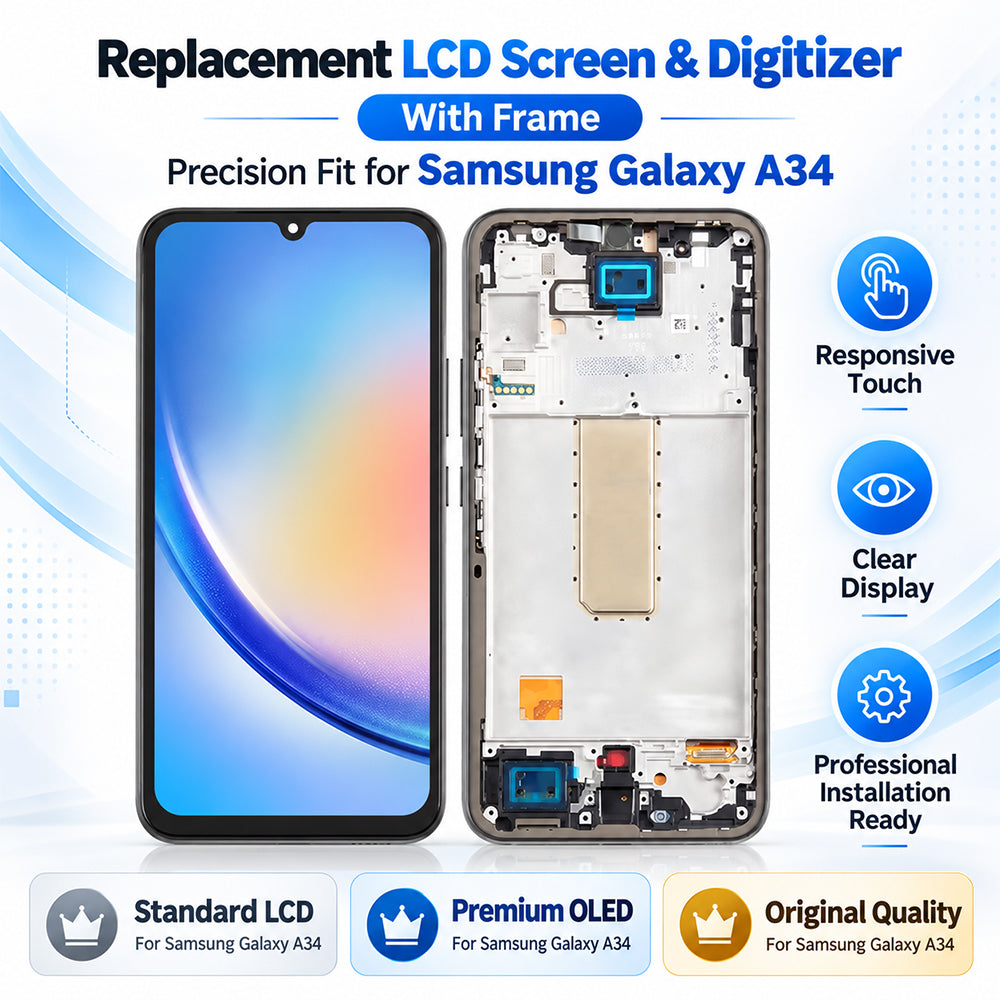 Replacement Screen with Frame for Samsung Galaxy A34 5G