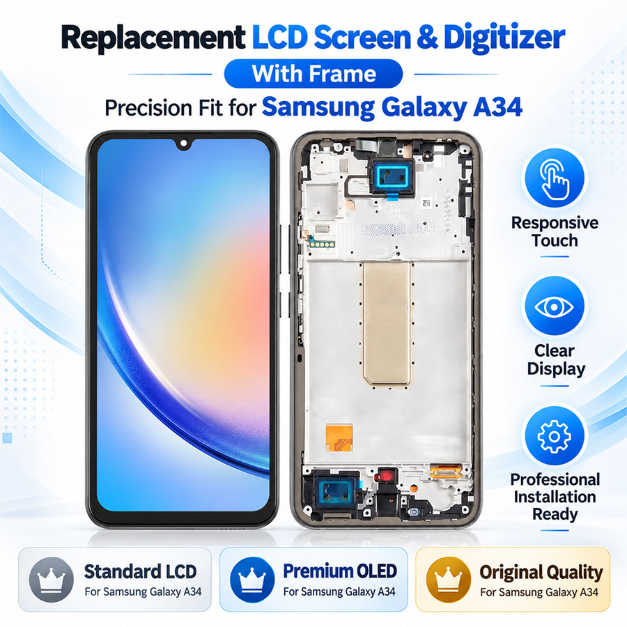 Replacement Screen with Frame for Samsung Galaxy A34 5G