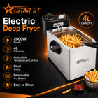 4L Electric Deep Fryer 2000W with Adjustable Temperature Control