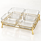 5-Piece Glass Serving Bowl Set with Metal Stand - 280ml