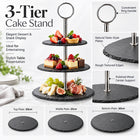 3-Tier Black Stoneware Cake & Dessert Stand - 30cm