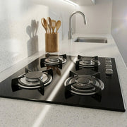 XMY Built-In Tempered Glass 4-Burner Gas Stove