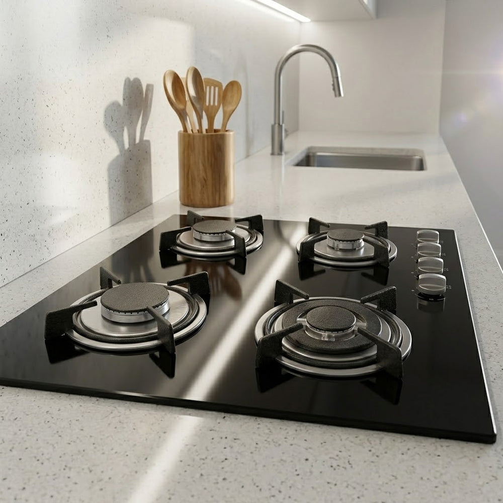 XMY Built-In Tempered Glass 4-Burner Gas Stove