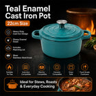 Condere 22cm Teal Enamel Cast Iron Pot with Lid
