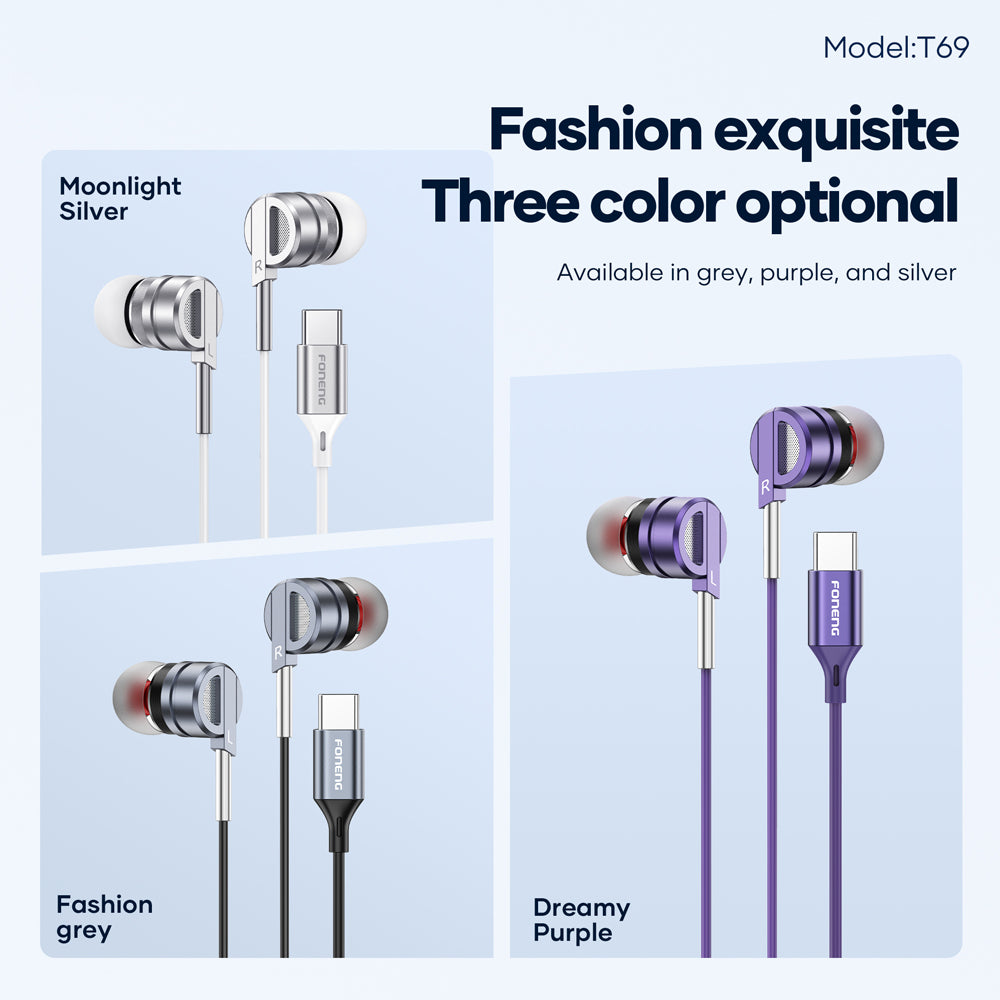 FONENG T66 Half In-Ear Wired Earphones with Microphone