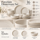 16-Piece Ivory Speckled Porcelain Dinnerware