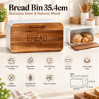 Stainless Steel Bread Bin with Wooden Lid 35.4cm