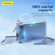 FONENG PX116 20000mAh 22.5W Power Bank with Built-In Cables