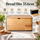 Stainless Steel Bread Bin with Wooden Lid 35.6cm