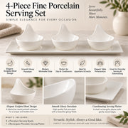 4-Piece White Porcelain Condiment Serving Set