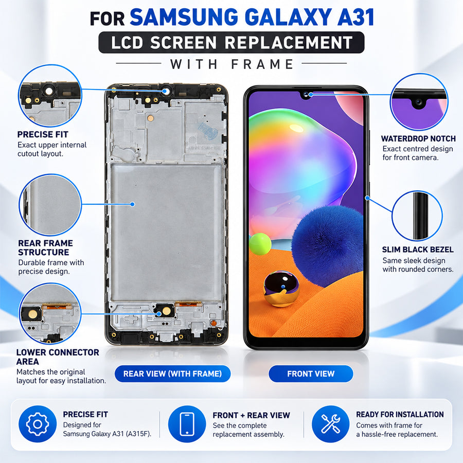 Replacement Screen with Frame for Samsung Galaxy A31