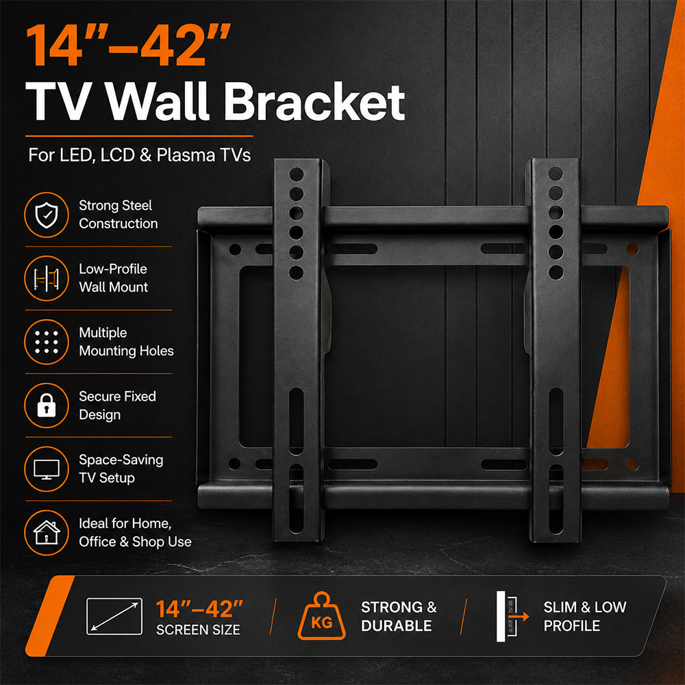 14-42 Inch Flat Panel TV Wall Mount Bracket - Black
