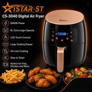 iStar-ST 6L Digital Air Fryer 2400W with LCD Touch Control - Black & Gold