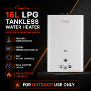 Condere 16L LPG Tankless Gas Water Heater & Gas Geyser