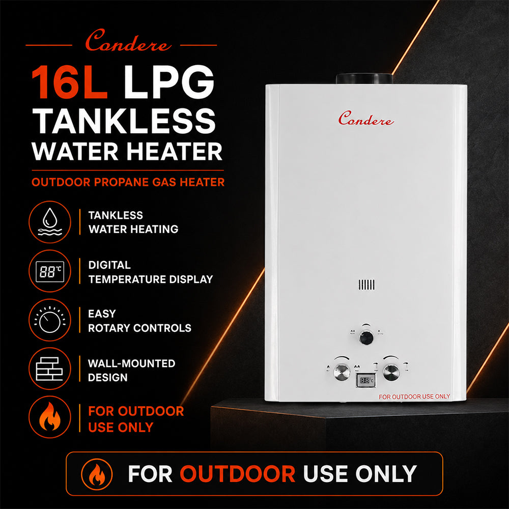 Condere 16L LPG Tankless Gas Water Heater & Gas Geyser